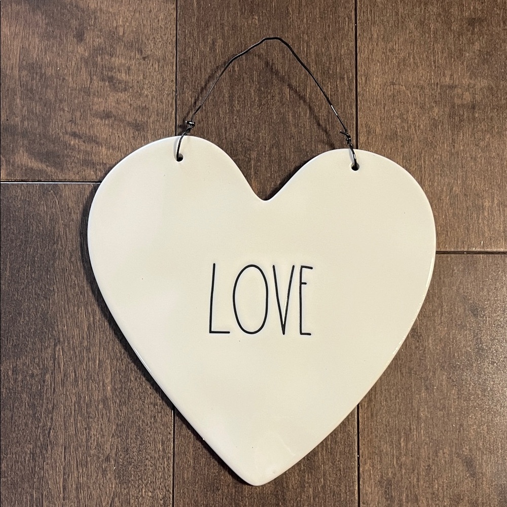 Rae Dunn Heart-Shaped White Wall Decor LOVE